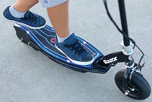 Razor E100 Glow Electric Scooter for Kids Age 8 , LED Light-Up Deck, 8" Air-filled Front Tire, Up to 40 Minutes Continuous Ride Time