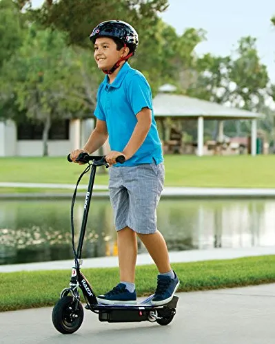 Razor E100 Glow Electric Scooter for Kids Age 8 , LED Light-Up Deck, 8" Air-filled Front Tire, Up to 40 Minutes Continuous Ride Time