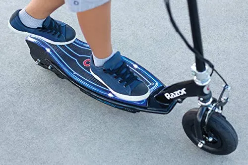 Razor E100 Glow Electric Scooter for Kids Age 8 , LED Light-Up Deck, 8" Air-filled Front Tire, Up to 40 Minutes Continuous Ride Time