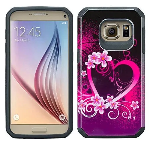 Samsung Galaxy S6 Edge Case, Slim Hybrid Dual Layer Case Cover for Galaxy S6 Edge - Heart Butterflies