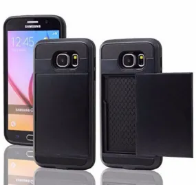 Samsung Galaxy S6 Edge Case, Slim Hybrid Dual Layer w/ Card Slot Case for Galaxy S6 Edge - Black