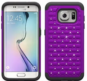 Samsung Galaxy S7 Crystal Rhinestone Slim Hybrid Dual Layer Case for Galaxy S7 - Purple/Black