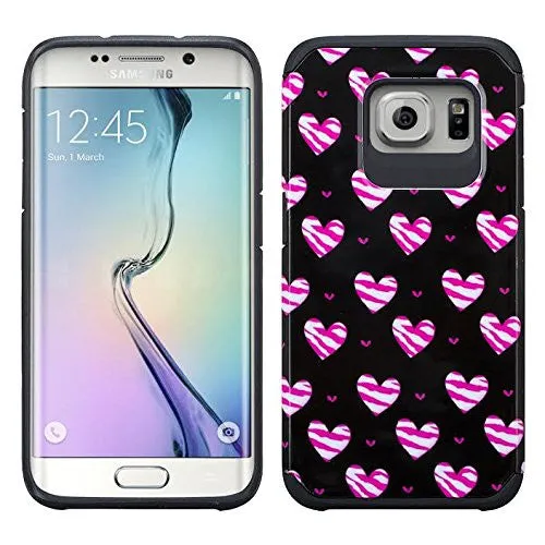 Samsung Galaxy S7 Edge Case, Hybrid Dual Layer Armor[Impact/Shock Resistant] Case for Galaxy S7 Edge - Striped Hearts