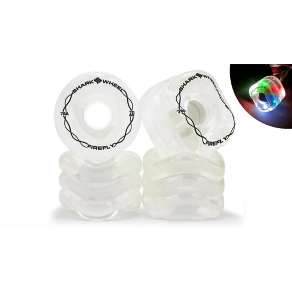Shark Wheel 70mm/78a Firefly - Clear with Multi-Color Lights Longboard Wheels