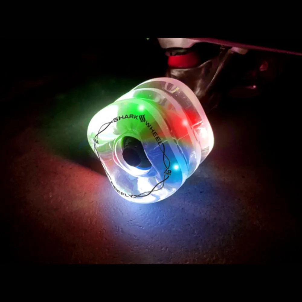 Shark Wheel 70mm/78a Firefly - Clear with Multi-Color Lights Longboard Wheels