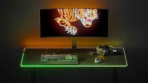 SteelSeries QcK Prism RGB Gaming Surface - 3XL Cloth - Optimized For Gaming Sensors - Maximum Control 24"L x 48"W