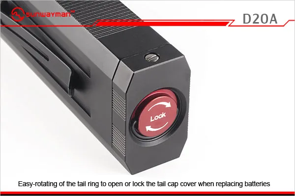 Sunwayman D20A Dual LED Flashlight - CREE XP-G2 White LED & CREE XP-E P2 Red LED - 258 Lumens - 2 x AA batteries