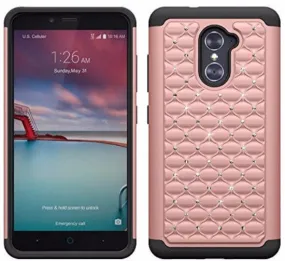 ZTE Grand X Max 2 Case | Imperial Max/Max Duo Diamond Rhinestone Dual Layer Hybrid Case for ZTE Grand X Max 2/Imperial Max/Max Duo LTE - Pink/Black