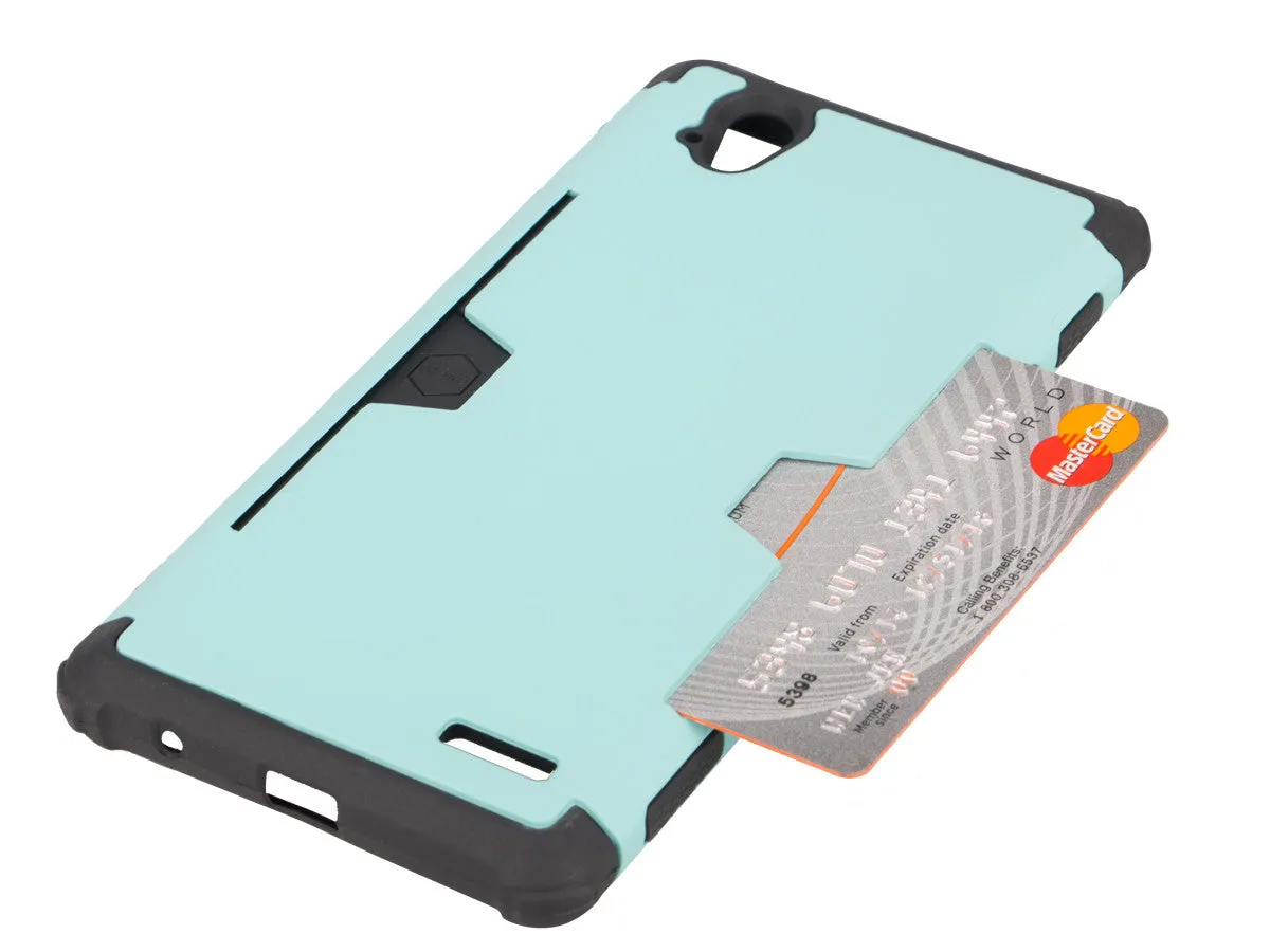ZTE Warp Elite Case, Slim Hybrid [Card Slot Insert] Dual Layer [Shock Resistant] Case Cover for ZTE Warp Elite - Teal