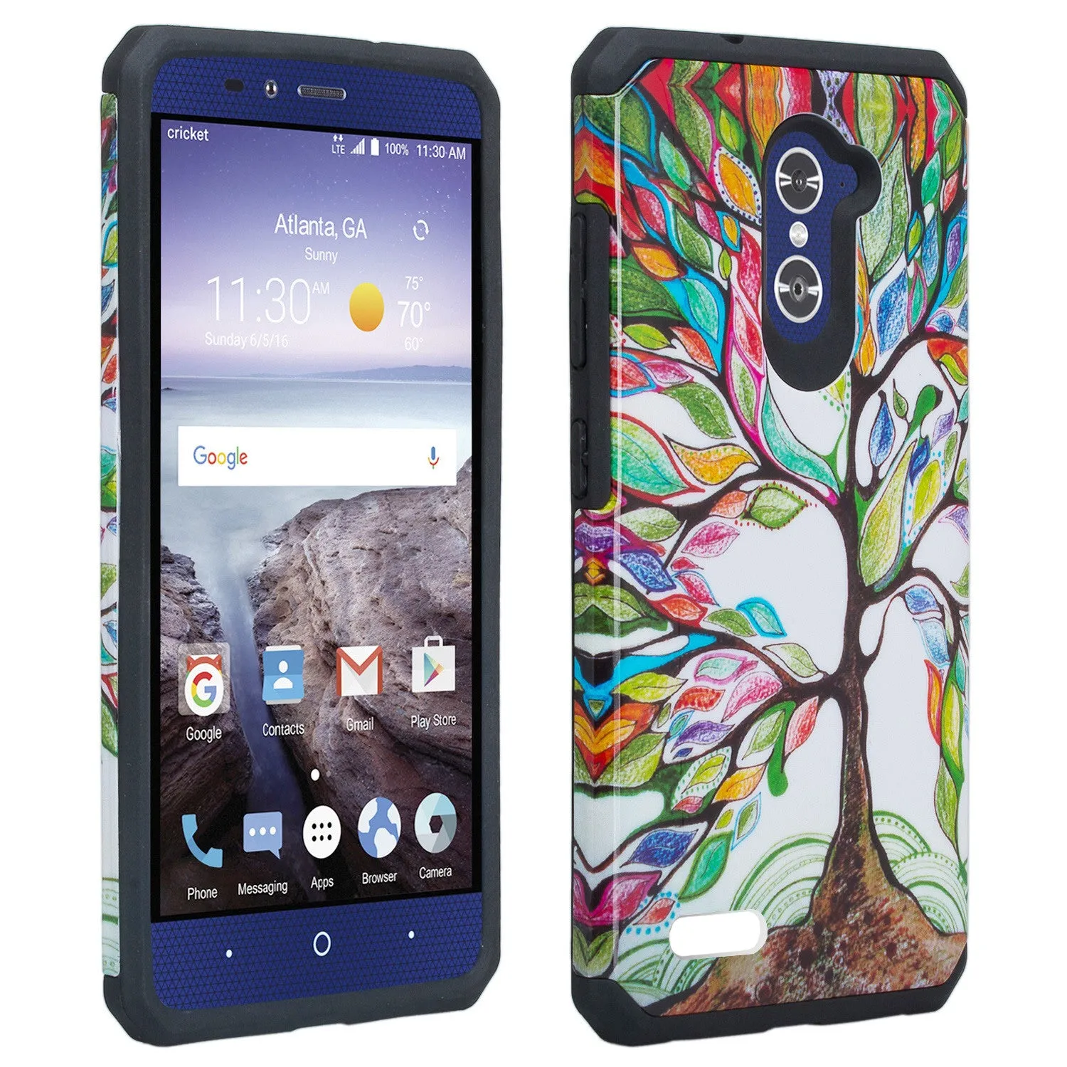 ZTE ZMAX Pro Case, ZTE Blade X Max, ZTE Carry, Slim Hybrid Dual Layer Armor[Shock Absorbent] Case for ZMAX Pro - Colorful Tree