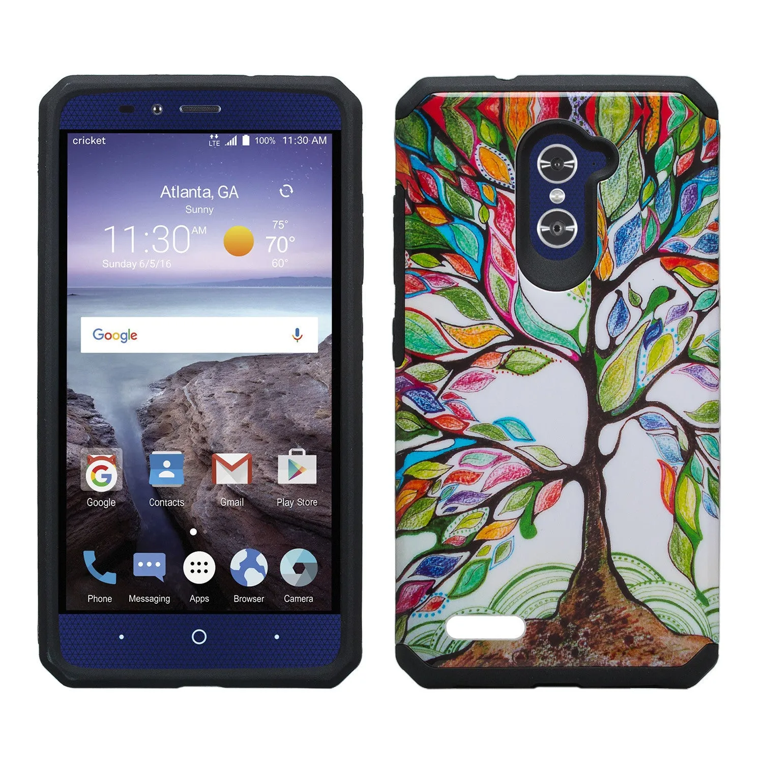 ZTE ZMAX Pro Case, ZTE Blade X Max, ZTE Carry, Slim Hybrid Dual Layer Armor[Shock Absorbent] Case for ZMAX Pro - Colorful Tree