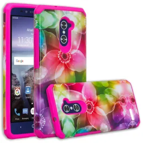 ZTE ZMAX Pro Case, ZTE Blade X Max, ZTE Carry, Slim Hybrid Dual Layer Armor[Shock Absorbent] Case for ZMAX Pro - Flower Lily