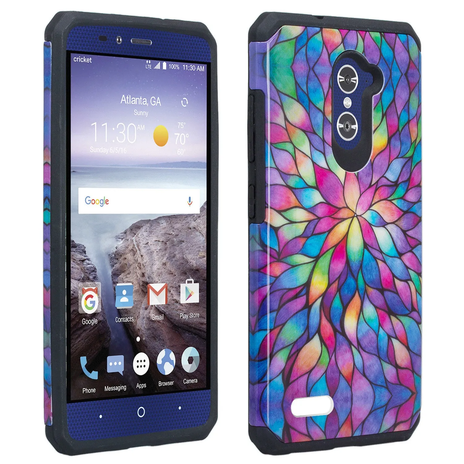 ZTE ZMAX Pro Case, ZTE Blade X Max, ZTE Carry, Slim Hybrid Dual Layer Armor[Shock Absorbent] Case for ZMAX Pro - Rainbow Flower