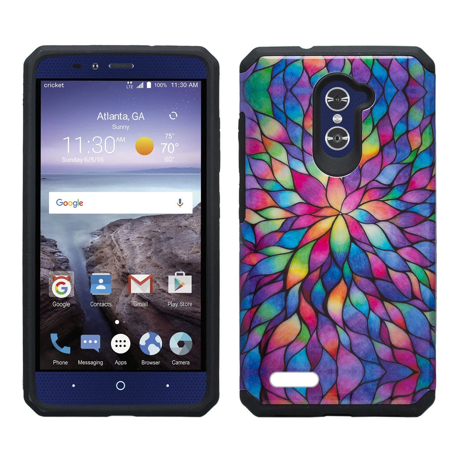 ZTE ZMAX Pro Case, ZTE Blade X Max, ZTE Carry, Slim Hybrid Dual Layer Armor[Shock Absorbent] Case for ZMAX Pro - Rainbow Flower