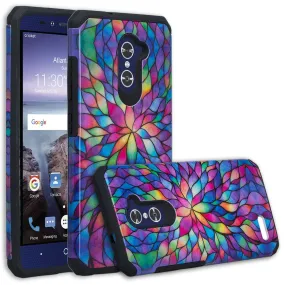 ZTE ZMAX Pro Case, ZTE Blade X Max, ZTE Carry, Slim Hybrid Dual Layer Armor[Shock Absorbent] Case for ZMAX Pro - Rainbow Flower